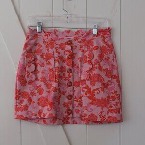 Maeve by Anthropologie Pink floral scalloped edge mini skirt - Size 6